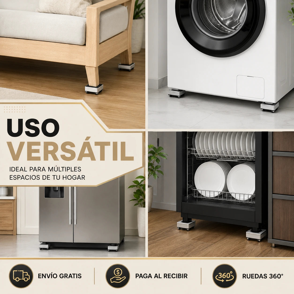 Soporte con Ruedas para Electrodomésticos — Muévela sola, sin esfuerzo, sin rayar el piso + ENVIO GRATIS 🚚